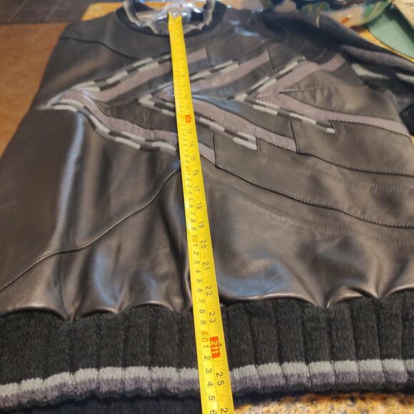 Saxony MENS Black Leather Sweatshirt Collection Size L - Picture 12 of 13